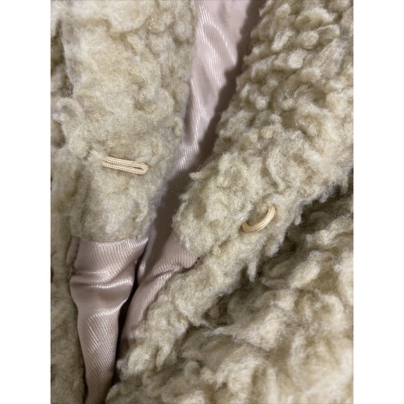Whistles Long Coat Jacket Faux Fur Teddy Sherpa Beige Size XS Winter Pockets - Picture 13 of 13